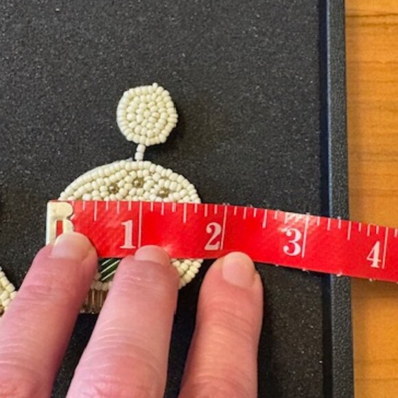 Adorable Snow Globe Christmas Tree Holiday Beaded Lightweight Statement Earrings - Picture 3 of 4